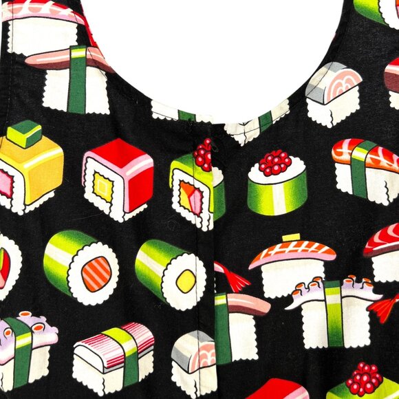 Retrolicious ModCloth Bento Box Sushi Print Sleeveless Dress Black Size Small - Picture 4 of 9